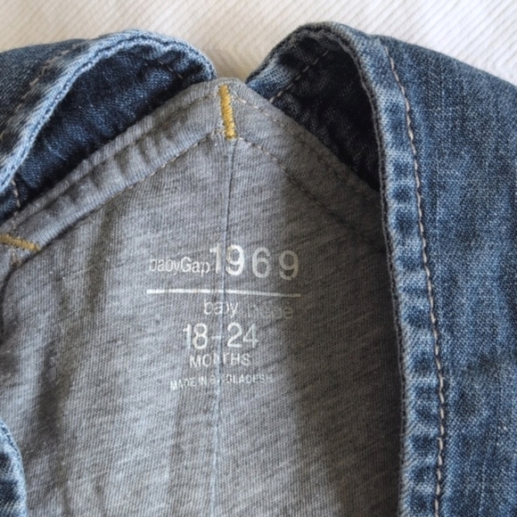 babyGap 1969 jersey lined denim carpenter overalls 18-24 months baby unisex - Picture 5 of 8